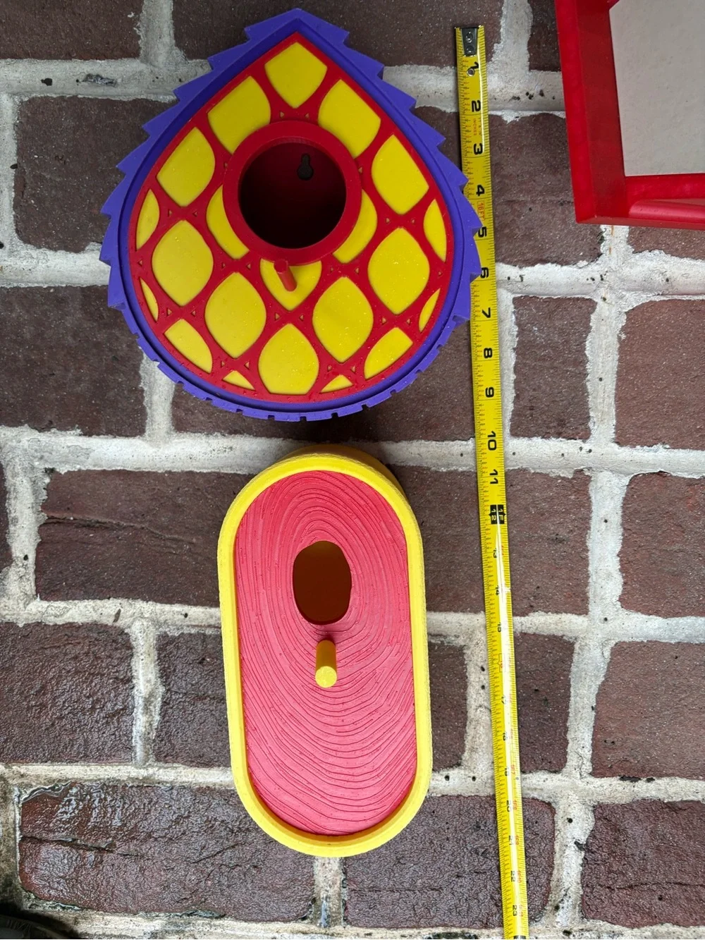 Birdhouse Yellow & Red & Purple Decorative Hard Plastic Birdhouses Wood Grain